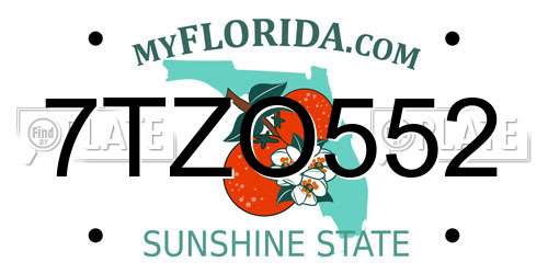 7TZO552 Florida License Plate