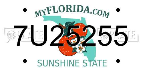 7U25255 Florida License Plate