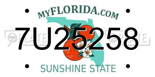 7U25258 Florida License Plate