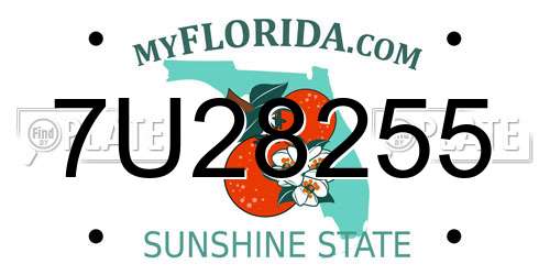 7U28255 Florida License Plate