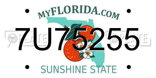 7U75255 Florida License Plate