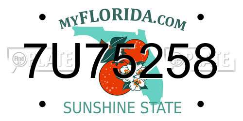 7U75258 Florida License Plate