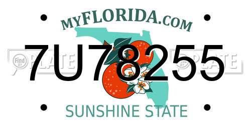 7U78255 Florida License Plate