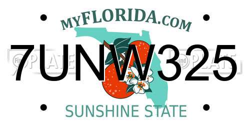 7UNW325 Florida License Plate