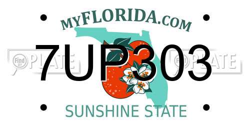 7UP303 Florida License Plate