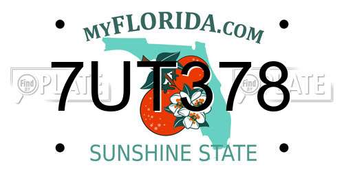 7UT378 Florida License Plate