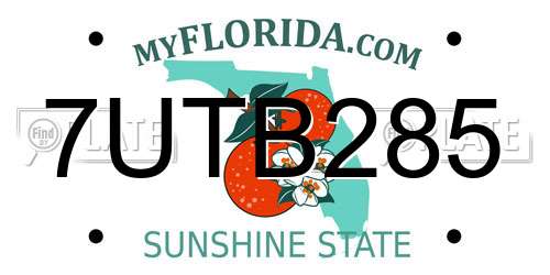 7UTB285 Florida License Plate