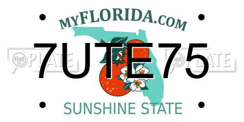 7UTE75 Florida License Plate