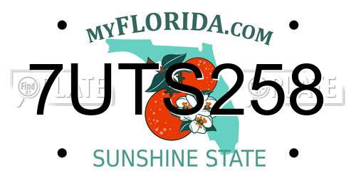 7UTS258 Florida License Plate