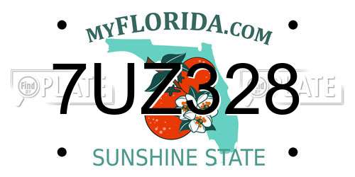 7UZ328 Florida License Plate