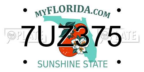 7UZ375 Florida License Plate
