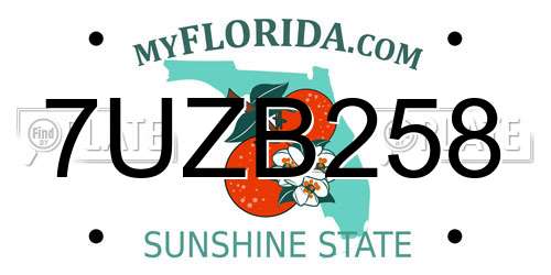7UZB258 Florida License Plate