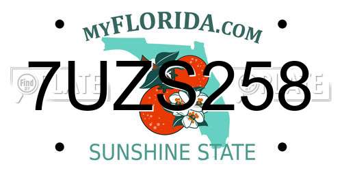 7UZS258 Florida License Plate