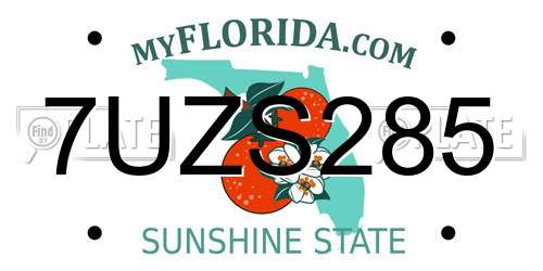 7UZS285 Florida License Plate