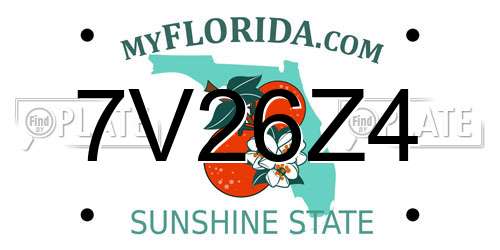 7V26Z4 Florida License Plate