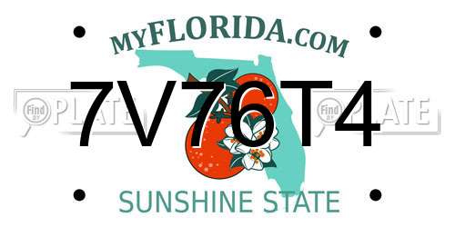 7V76T4 Florida License Plate
