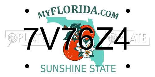 7V76Z4 Florida License Plate