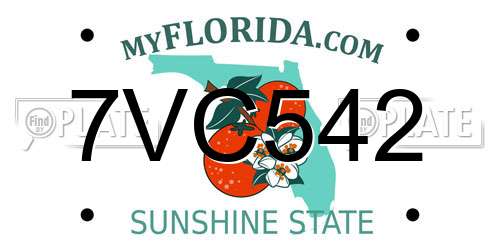 7VC542 Florida License Plate