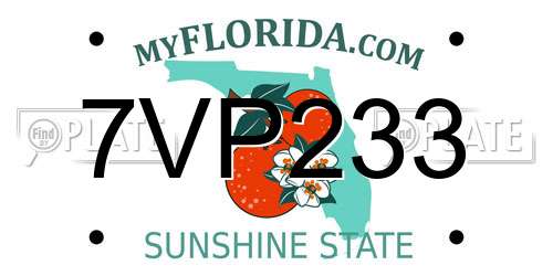 7VP233 Florida License Plate