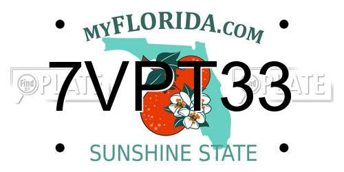 7VPT33 Florida License Plate