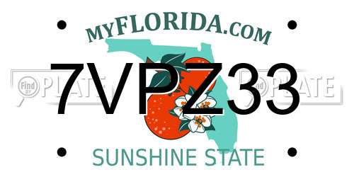 7VPZ33 Florida License Plate