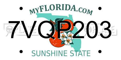 7VQP203 Florida License Plate