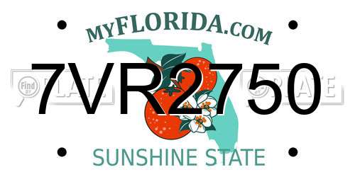 7VR2750 Florida License Plate