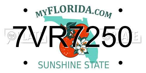7VR7250 Florida License Plate