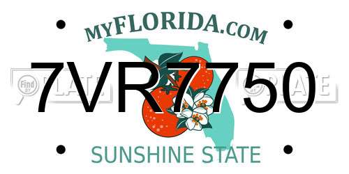 7VR7750 Florida License Plate