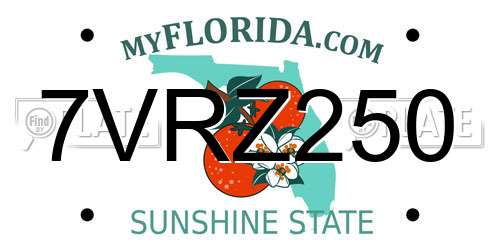 7VRZ250 Florida License Plate