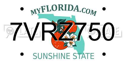 7VRZ750 Florida License Plate