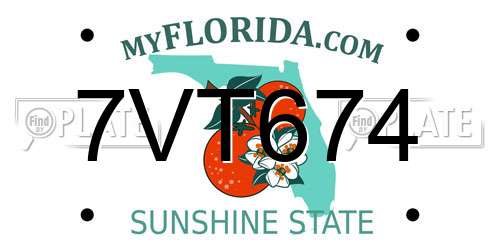 7VT674 Florida License Plate