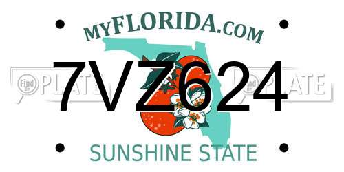 7VZ624 Florida License Plate