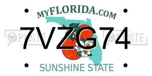 7VZG74 Florida License Plate