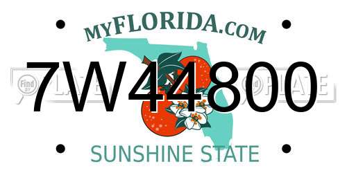 7W44800 Florida License Plate