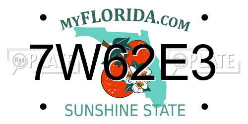 7W62E3 Florida License Plate