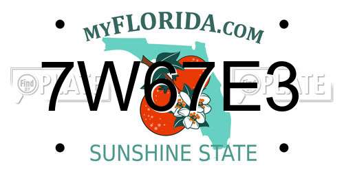 7W67E3 Florida License Plate
