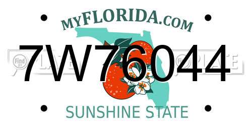 7W76044 Florida License Plate