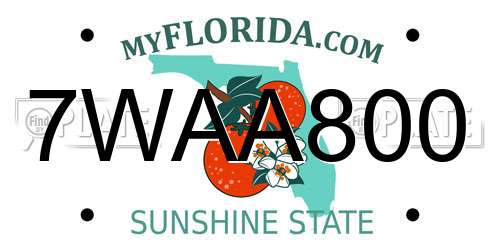 7WAA800 Florida License Plate