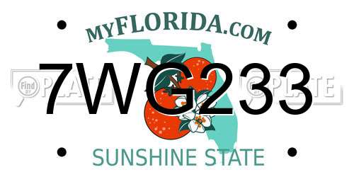 7WG233 Florida License Plate
