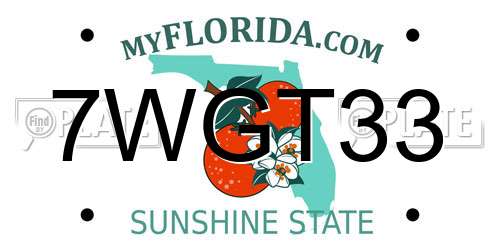 7WGT33 Florida License Plate