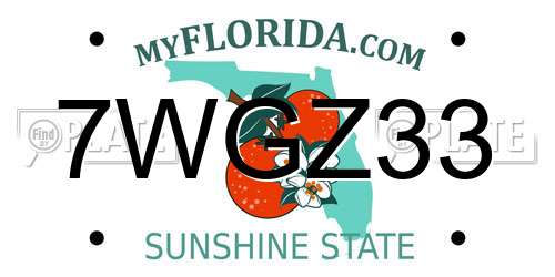 7WGZ33 Florida License Plate