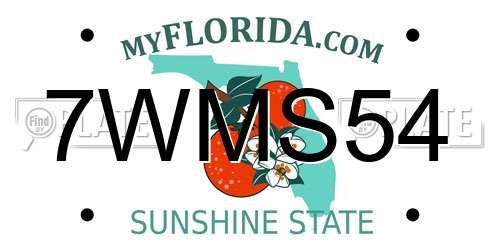 7WMS54 Florida License Plate