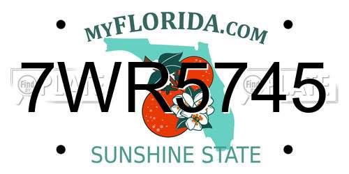 7WR5745 Florida License Plate