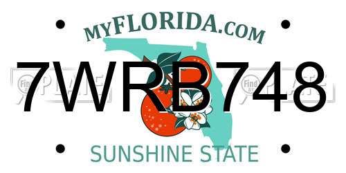 7WRB748 Florida License Plate