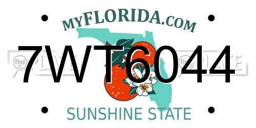 7WT6044 Florida License Plate