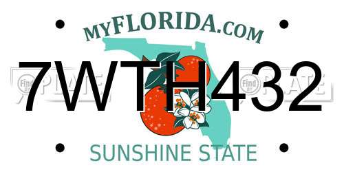 7WTH432 Florida License Plate