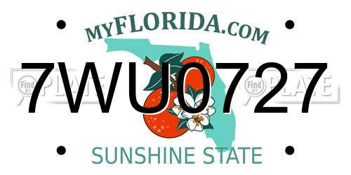 7WU0727 Florida License Plate