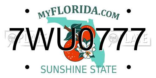 7WU0777 Florida License Plate