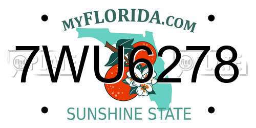 7WU6278 Florida License Plate